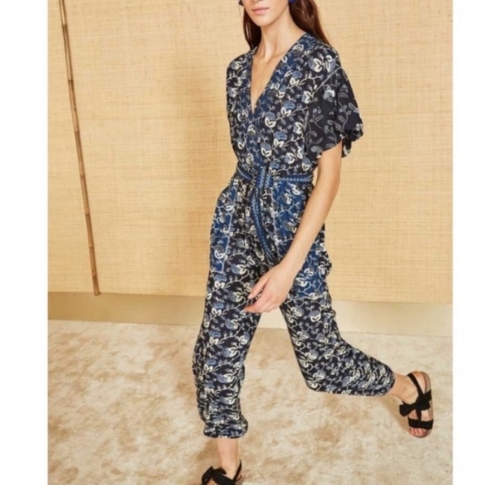 Ulla Johnson Reiko Navy Floral Jumpsuit